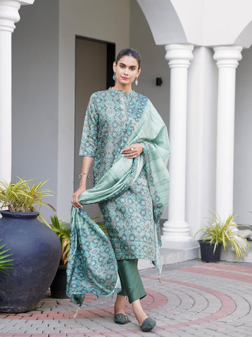 Neem Noor Patola Printed Ready to Wear Silk Kurti Set Geetha Creation